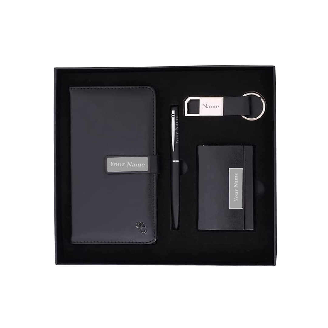 4 in 1 Gift Set Leather Organizer Diary Pen Keychain Cardholder